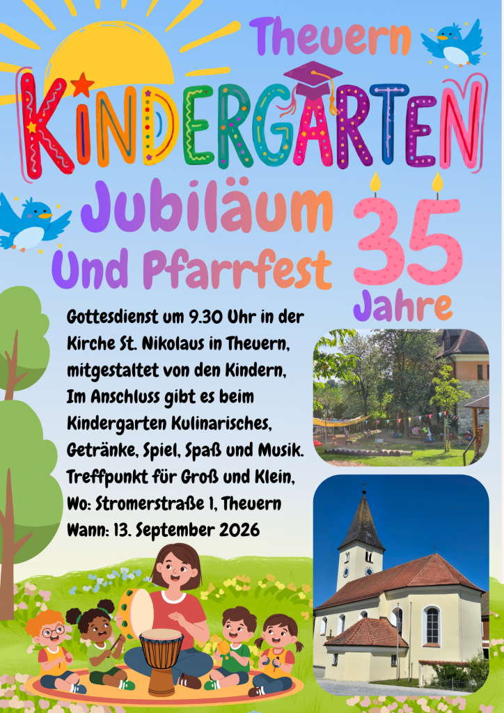 Einladung zum Kindergarten-Jubiläum und Pfarrfest am 13.9.2026